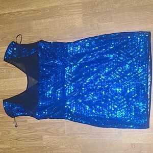 Royal blue sequin mini dress